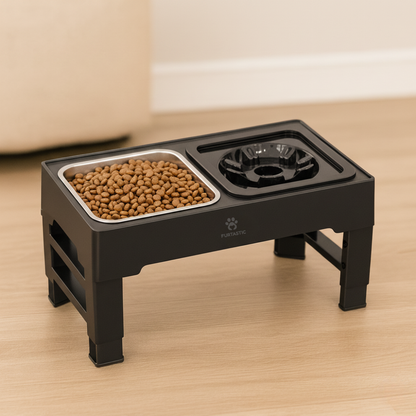 Verhoogde Voerbak en Drinkbak voor Honden - RVS voerbak + Anti-lek Drinkbak
