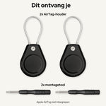Inhoud bij 2 stuks: 2 AirTag-houders en 2 montagetools