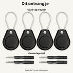 Inhoud bij 4 stuks: 4 AirTag-houders en 4 montagetools
