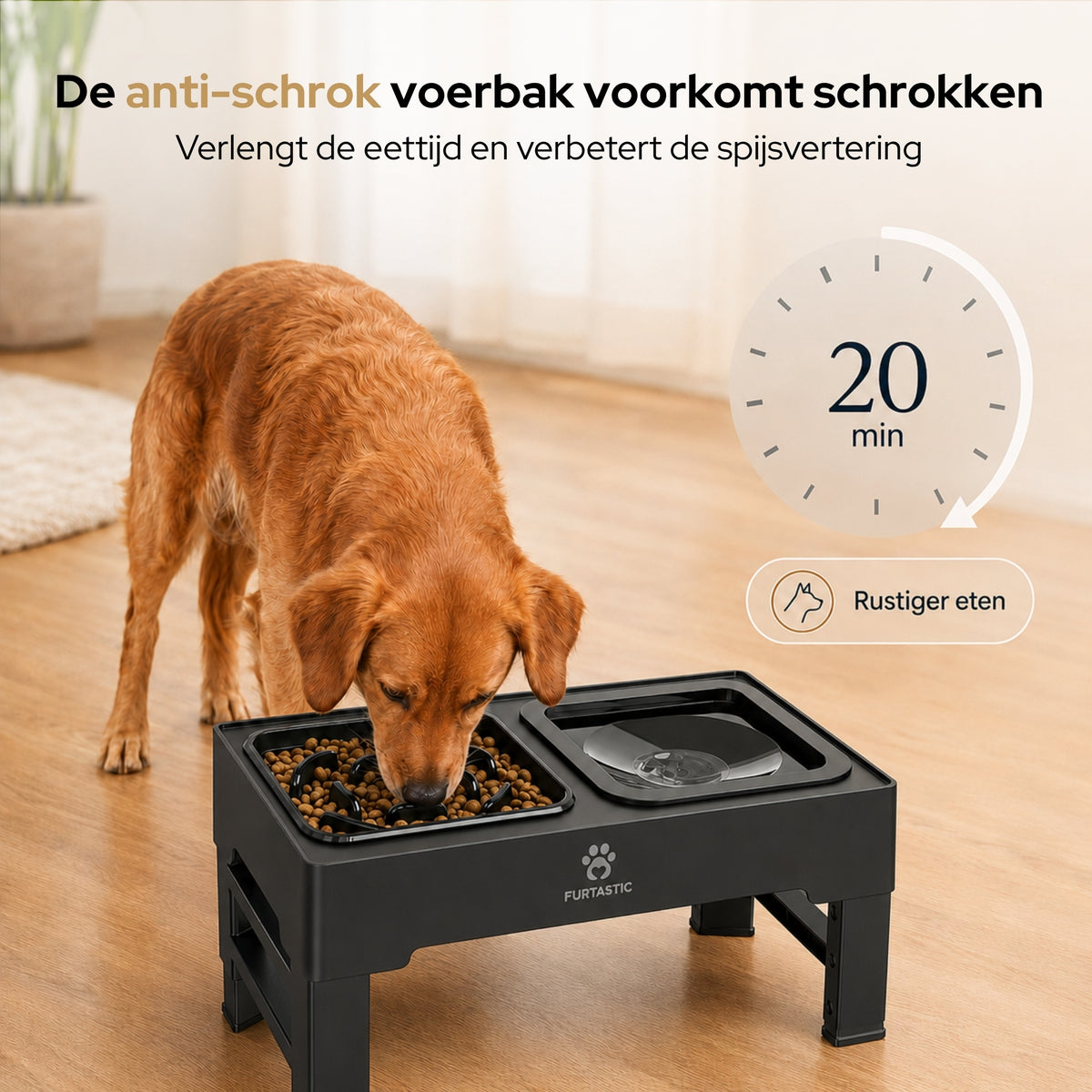 Anti-schrok voerbak hond