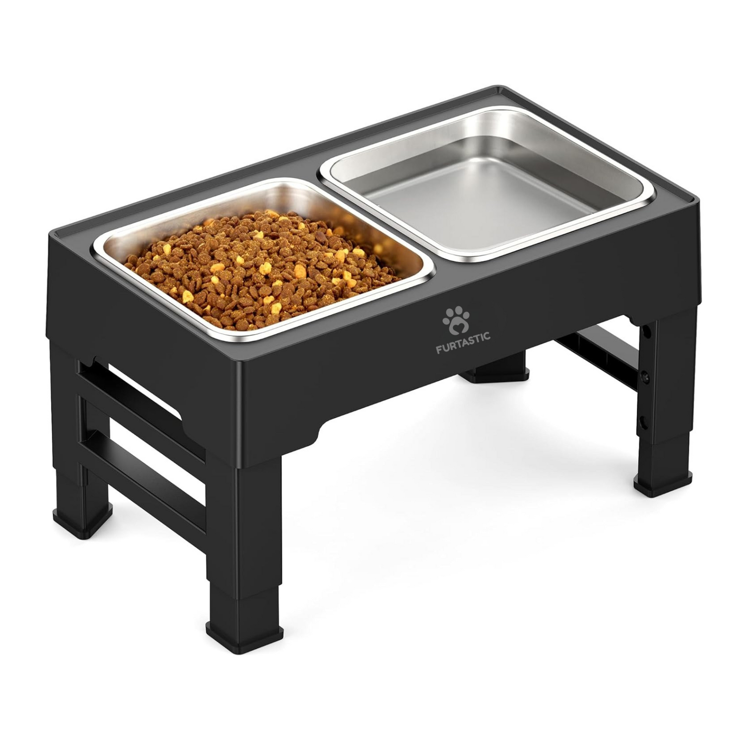 Tweedekans Verhoogde Voerbak en Drinkbak Hond - 2x RVS bak